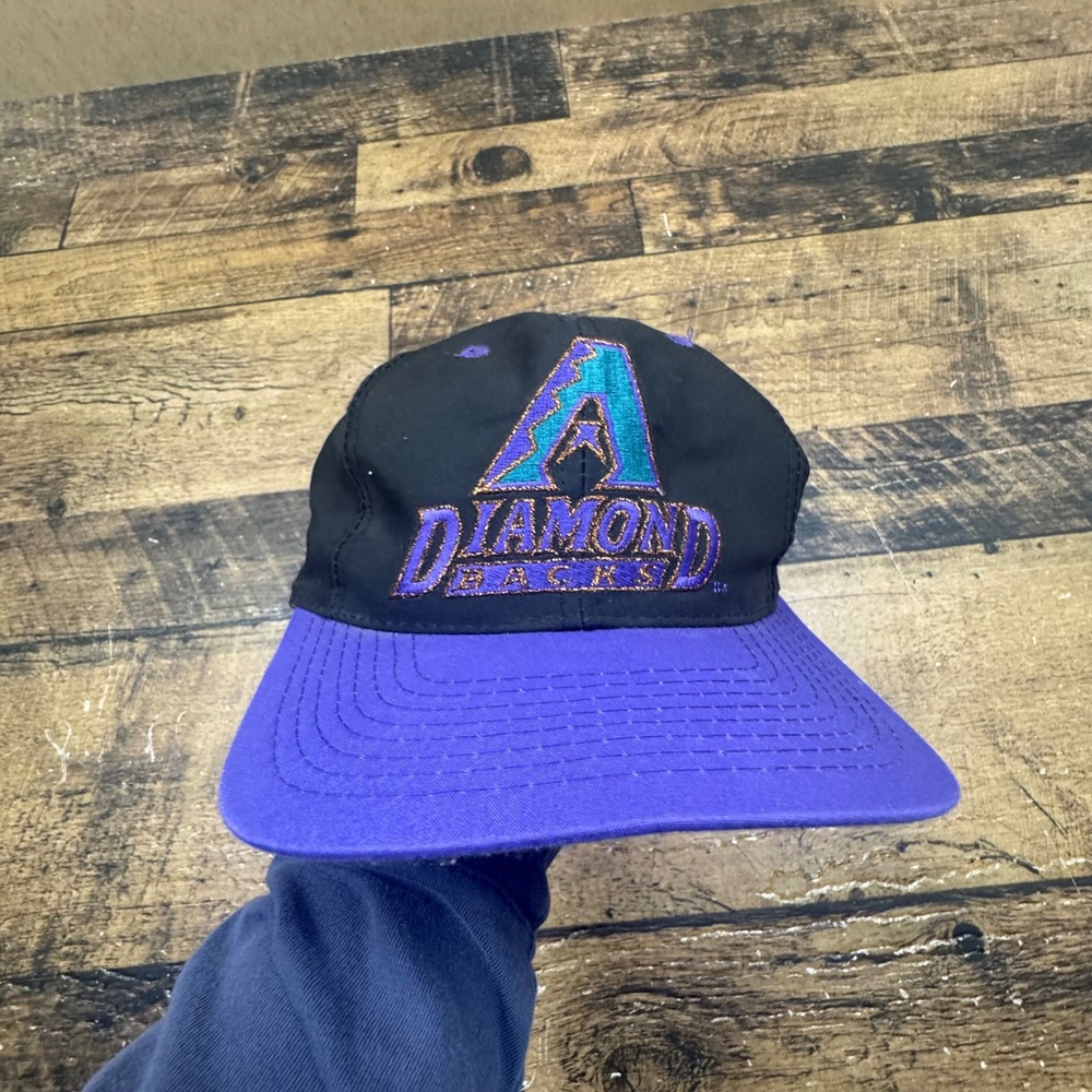 Vintage Arizona Diamondbacks Logo 7 Snapback Hat Black Purple MLB Baseball Cap